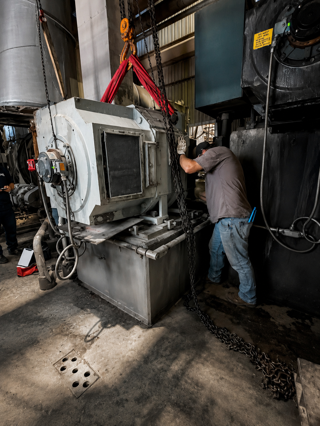 10,000-lb 500 HP industrial motor change-out